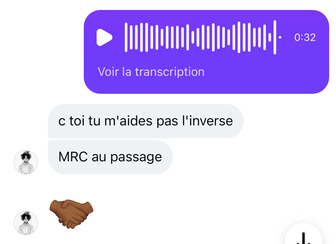Screenshot du message