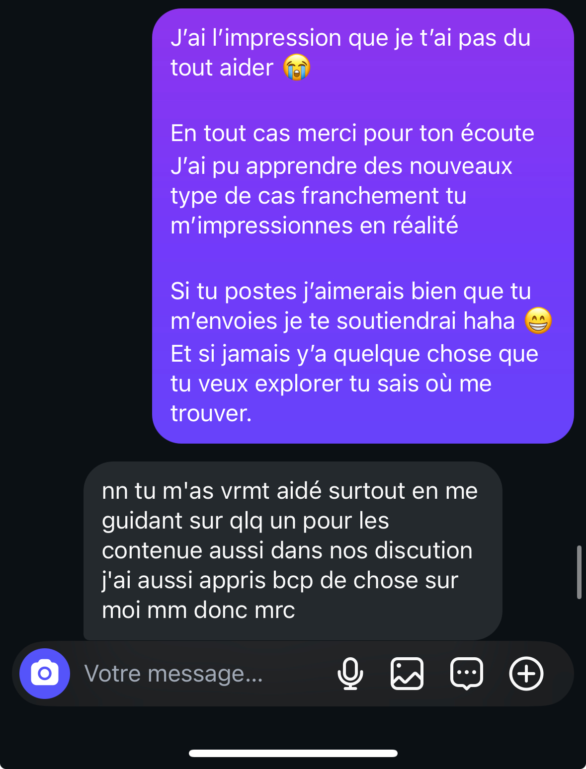 Screenshot du message