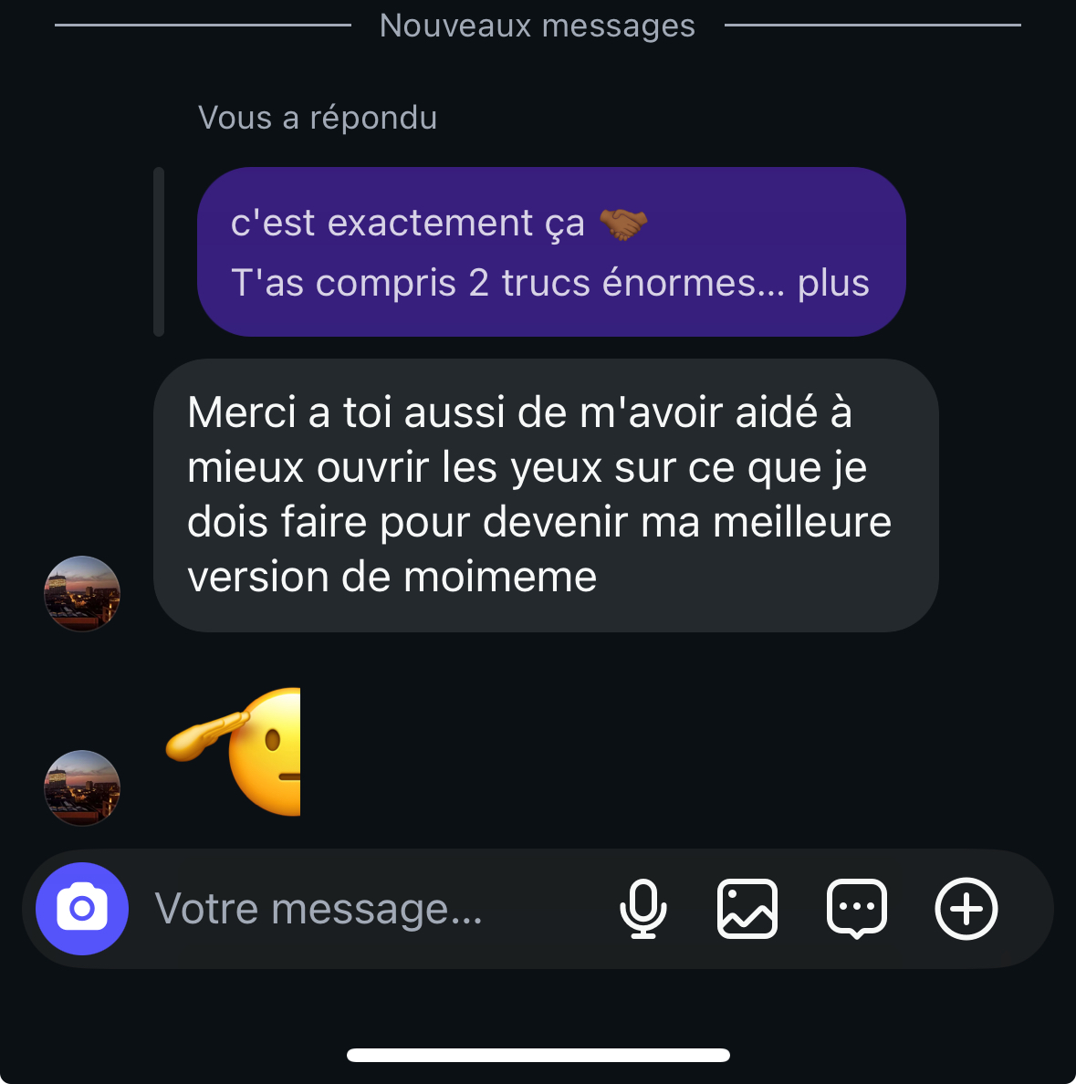 Screenshot du message de Julia