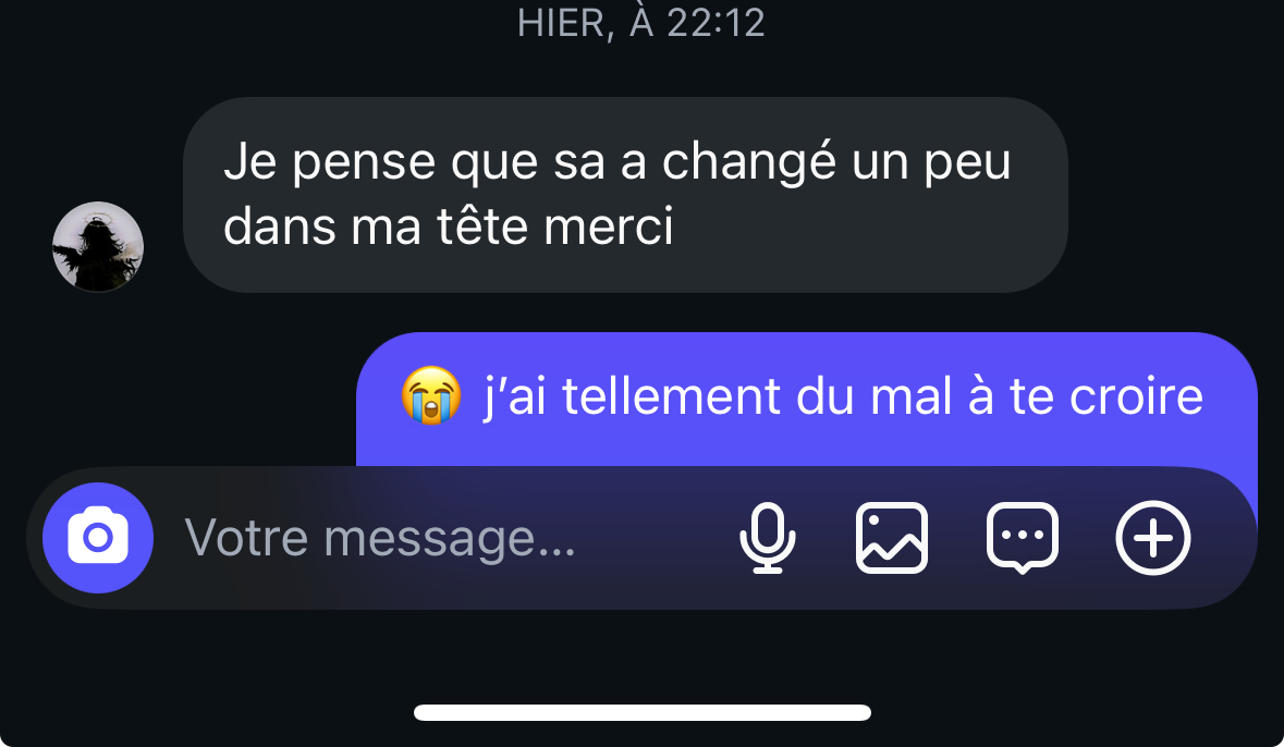 Screenshot du message